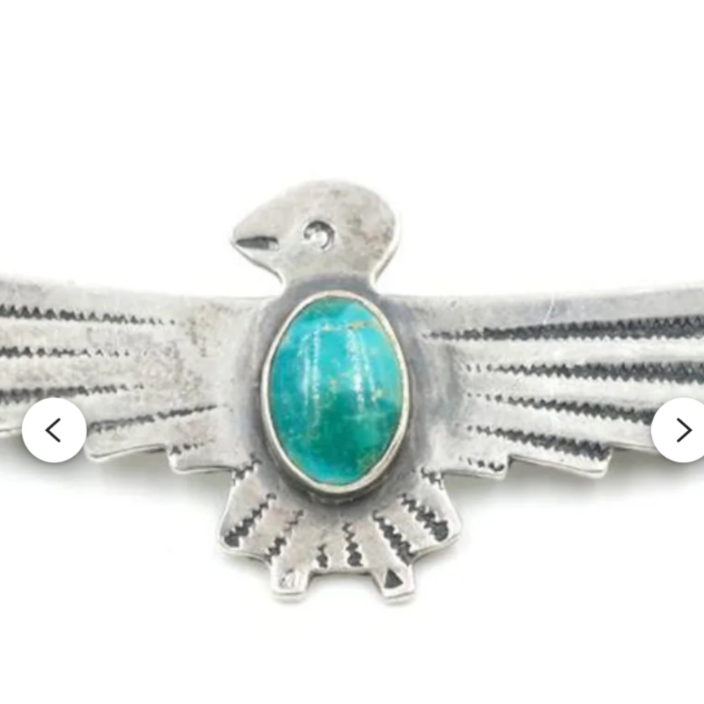 925 Navajo Silver Bird Brooch with Turquoise Accent